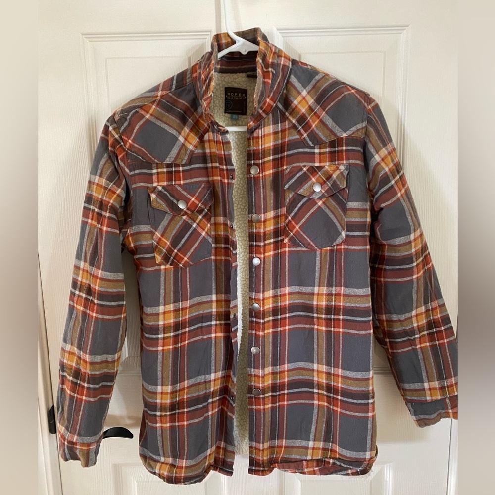 Excellent condition boys fleece lined flannel jacket size XL 16 18